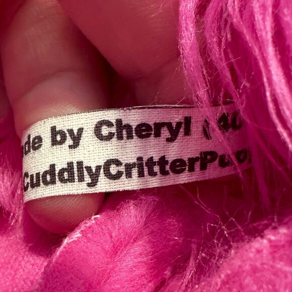 VTG Handmade Pink Fuzzy Hand Puppet Cuddly Critter Puppet 35 Inches By Cheryl - Picture 12 of 16